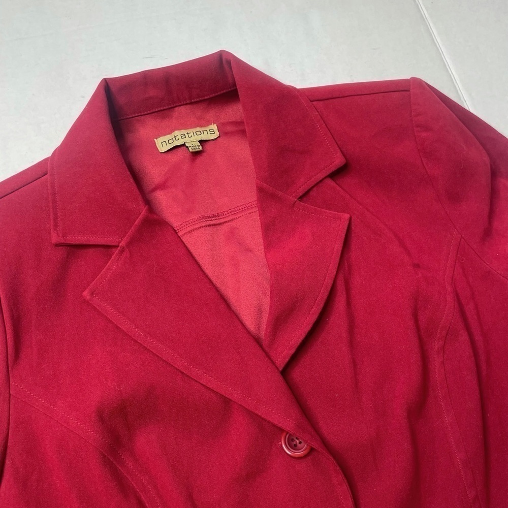 Notations Solid Red Single Breasted Button Front … - image 3